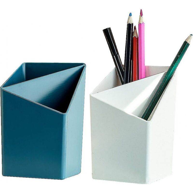 foto del prodotto bebusingoto portapenne in plastica da 2 pezzi, contenitore multifunzionale a 2 scomparti, portapenne da trucco, organizer da scrivania, per ufficio.