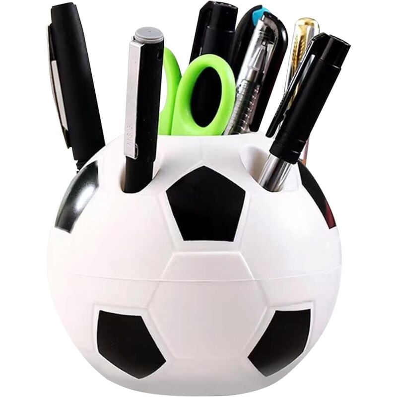 foto del prodotto bebusingoto portapenne, portapenne a forma di pallone da calcio, organizer da scrivania con 6 fori, portapenne da scrivania, portapenne, organizer