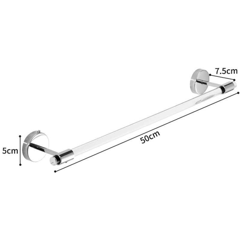 foto del prodotto bebusingoto portasciugamani da bagno in acrilico trasparente lucite da 20 con montaggio a parete argento lucido , portasciugamani da bagno,