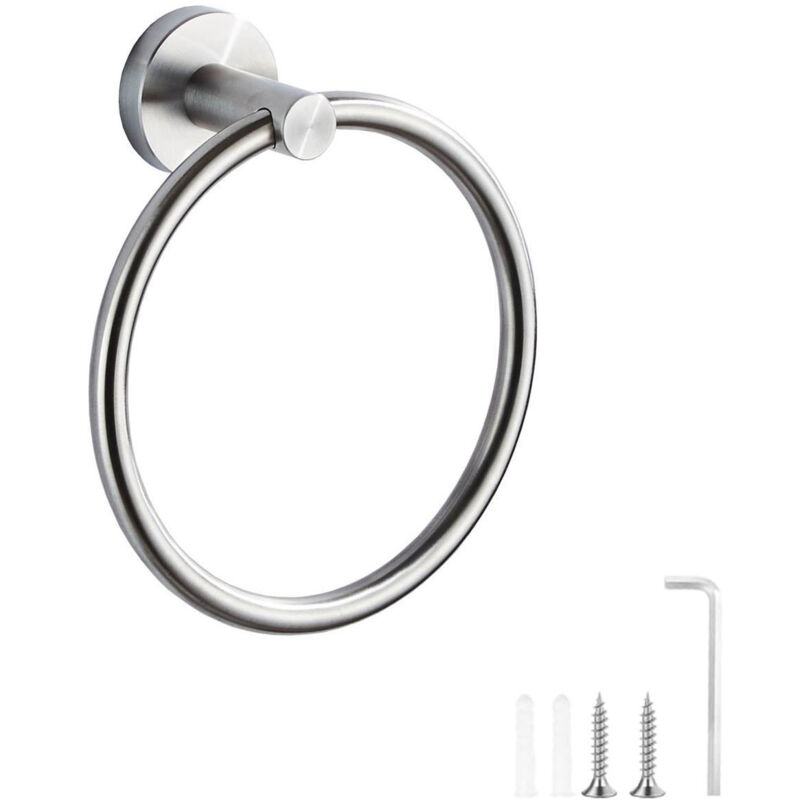 foto del prodotto bebusingoto portasciugamani in acciaio inox spazzolato, anello portasciugamani nero satinato, anello portasciugamani da parete in acciaio inox 304,