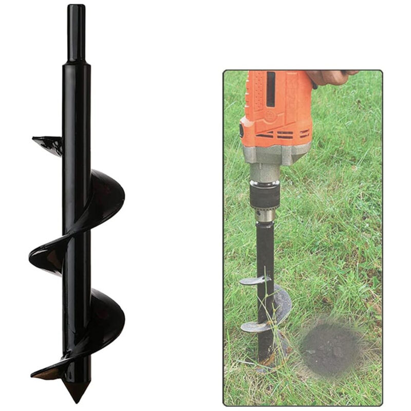 foto del prodotto bebusingoto punta da trapano da giardino, asta a spirale in acciaio inossidabile, strumento pratico per piantare fiori e arbusti diametro 8 cm,
