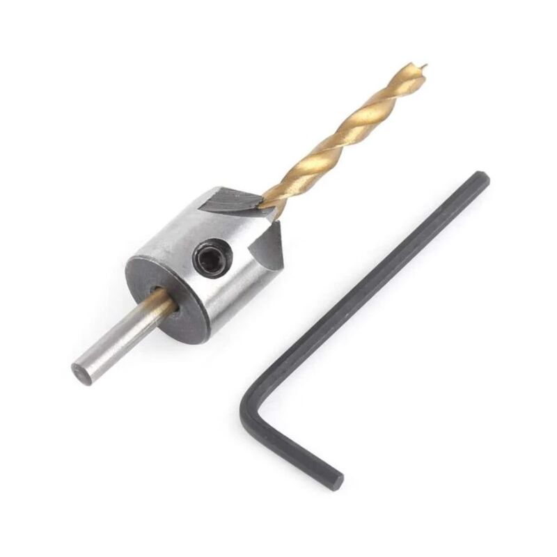 foto del prodotto bebusingoto punta da trapano per legno da 5 mm con svasatore, punte da trapano per legno in acciaio rapido hss, svasatore per lavorazione del legno