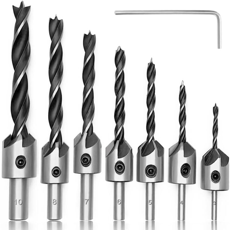 foto del prodotto bebusingoto punte per legno svasate, punte per legno svasate in acciaio hss con chiave esagonale, utensili per legno svasate, punte per legno
