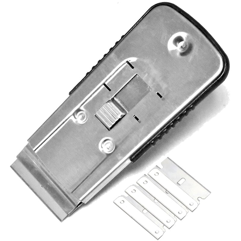 foto del prodotto bebusingoto raschietto per la pulizia del vetro in acciaio inox, dotato di cinque lame, anticorrosione e resistente all usura, retrattile.