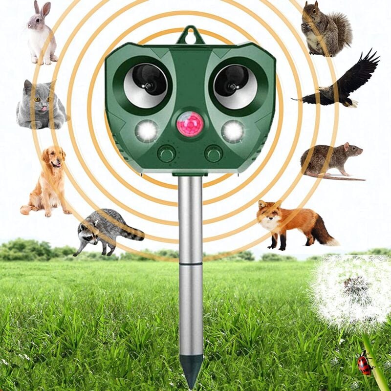 foto del prodotto bebusingoto repellente per gatti da esterno, repellente solare a ultrasuoni per gatti, 6 modalit di frequenza regolabili, repellente per cani con