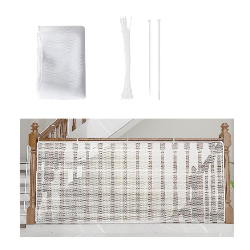 foto del prodotto bebusingoto rete di sicurezza per bambini bianca, 300 x 79 cm, per balconi e scale, regolabile e resistente, per gatti e giocattoli.