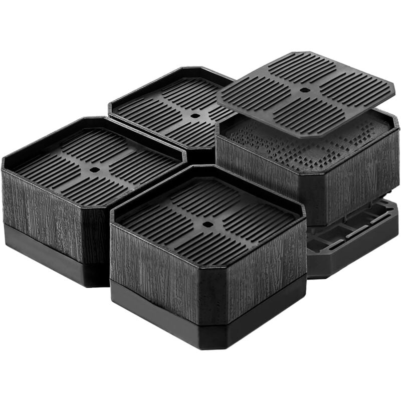 foto del prodotto bebusingoto rialzi per gambe del letto rialzi per mobili rialzo per piedi del letto, aumenta l altezza di 4 cm o 8 cm confezione da 4, nero 