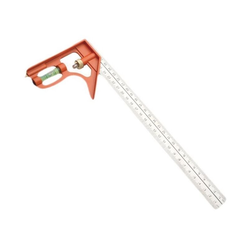foto del prodotto bebusingoto righello angolare combinato da 300 mm, squadra in acciaio inossidabile, righello di posizionamento combinato con livella a bolla.