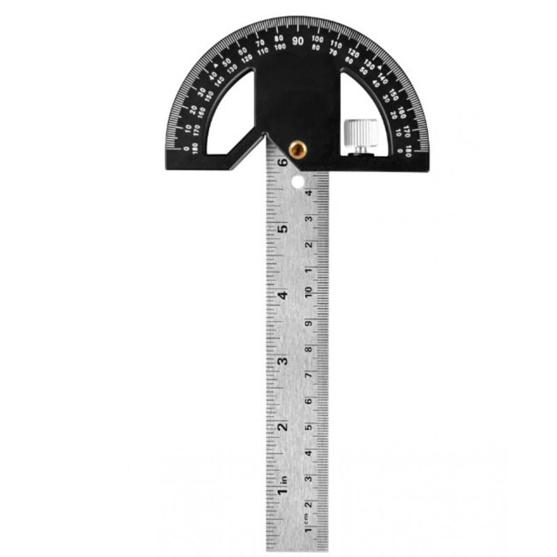 foto del prodotto bebusingoto righello angolare magnetico e goniometro per la lavorazione del legno, 304 mm, goniometro da 0 a 180 per marcare e disegnare misure.