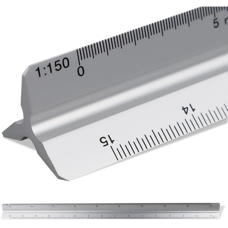 foto del prodotto bebusingoto righello triangolare da architetto con scala da 30 cm scala 1 20 1 25 1 50 1 75 1 10 materiale alluminio scala trenta 