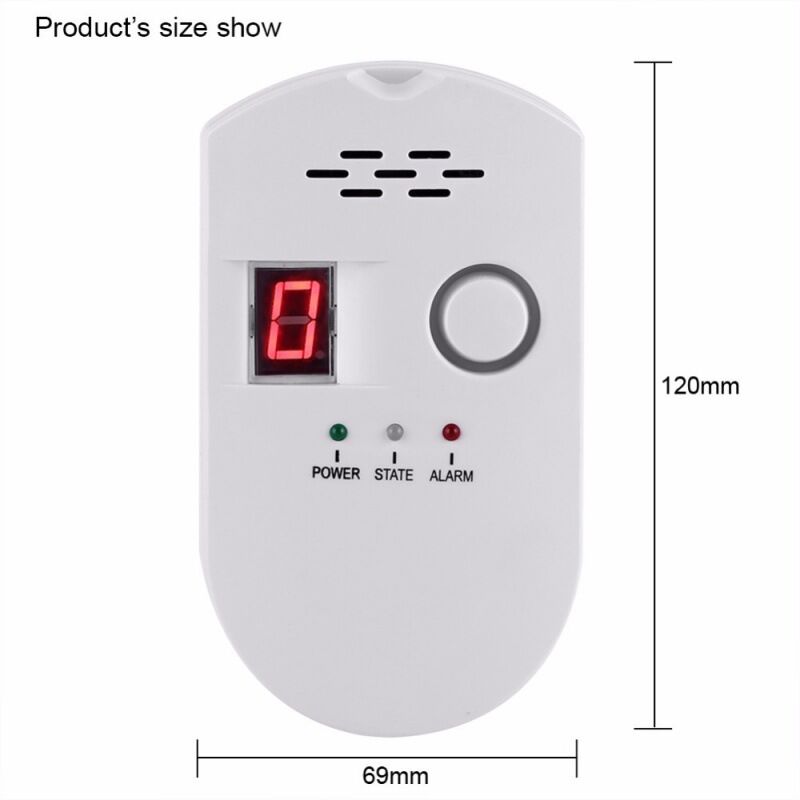 foto del prodotto bebusingoto rilevatore di gas, rilevatore di perdite di gpl gas naturale gas di carbonio, monitor con sensore plug in bianco 