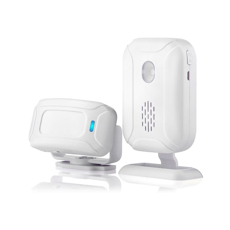 foto del prodotto bebusingoto rilevatore di movimento, campanello wireless, kit sistema di allarme domestico con 1 sensore e 1 ricevitore, dispositivo, bianco