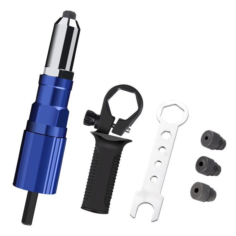 foto del prodotto bebusingoto rivettatrice per trapano elettrico a batteria rivettatrice a batteria adattatore per trapano a rivettatrice 3 teste convertibili