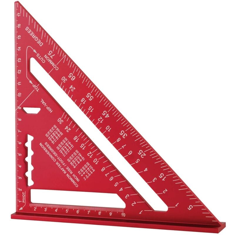 foto del prodotto bebusingoto rosso 185mm righello triangolare in lega di alluminio ad alta precisione goniometro quadrato strumento di misurazione per la