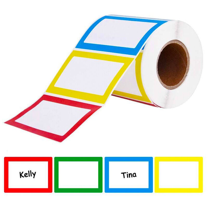 foto del prodotto bebusingoto rotolo di etichette adesive con nome, etichette semplici, 8,9 x 5,7 cm, per scuola, ufficio, casa.