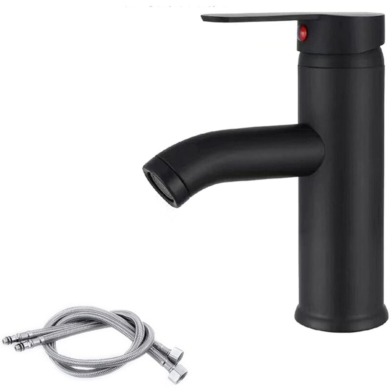 foto del prodotto bebusingoto rubinetti per lavabo quadrati neri, rubinetti per lavabo neri, miscelatore per acqua calda e fredda in acciaio inossidabile, wc, bagno,
