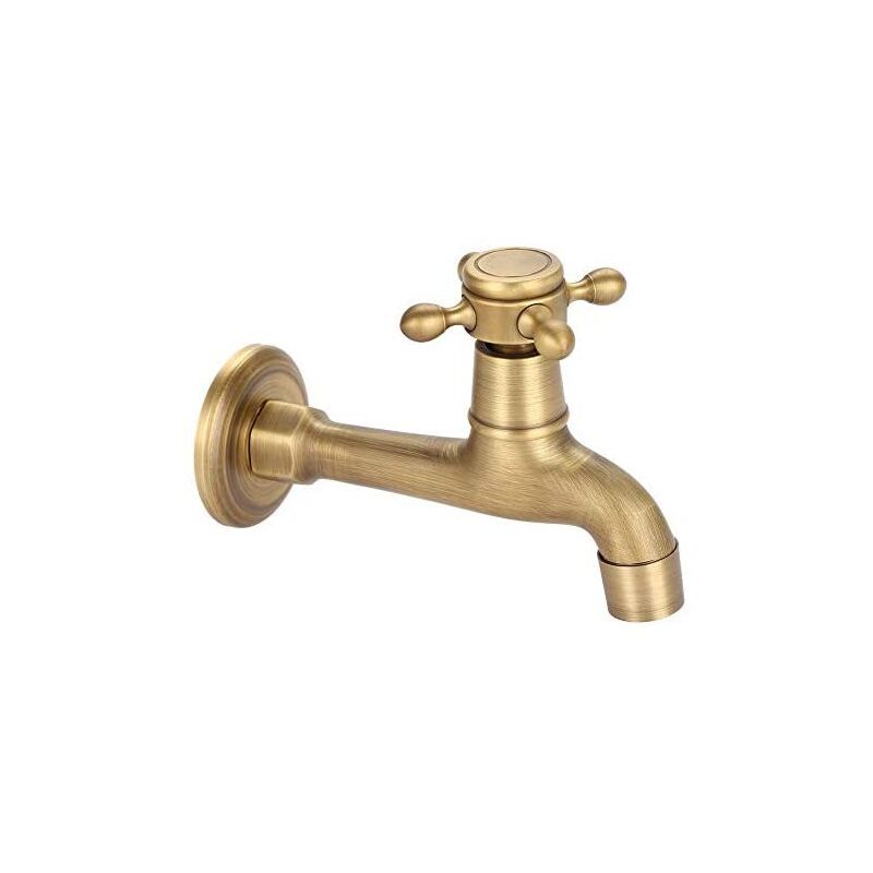 foto del prodotto bebusingoto rubinetto per acqua a parete europeo rubinetto per acqua a parete classico g1 2 con maniglia a croce singola in ottone, rubinetto