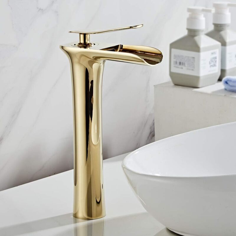 foto del prodotto bebusingoto rubinetto per bagno a cascata, rubinetto per lavabo, miscelatore a cascata, rubinetto per lavabo a cascata alto per bagno, rubinetto