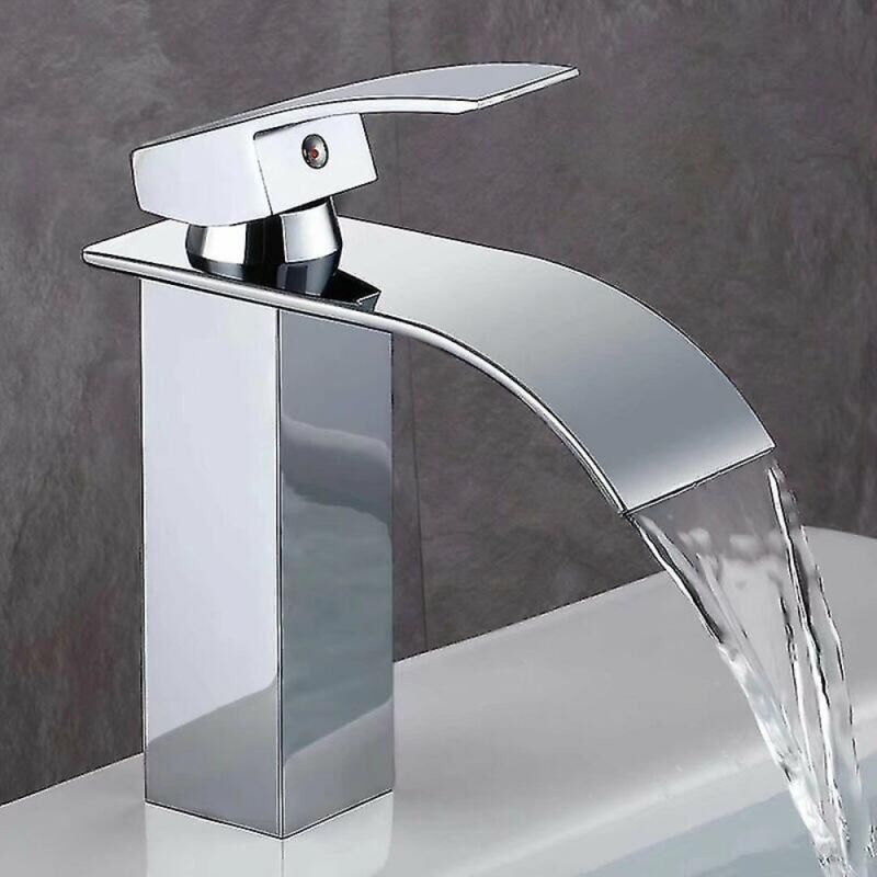foto del prodotto bebusingoto rubinetto per bagno, design moderno di cascade faucet, corpo valvola in rame resistente, ottone cromato. acqua calda e fredda