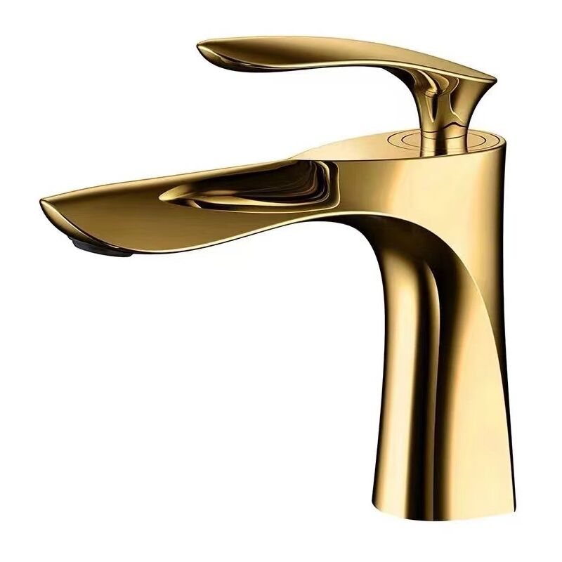 foto del prodotto bebusingoto rubinetto per lavabo da bagno, miscelatore in ottone, finitura cromata oro, miscelatore per lavabo