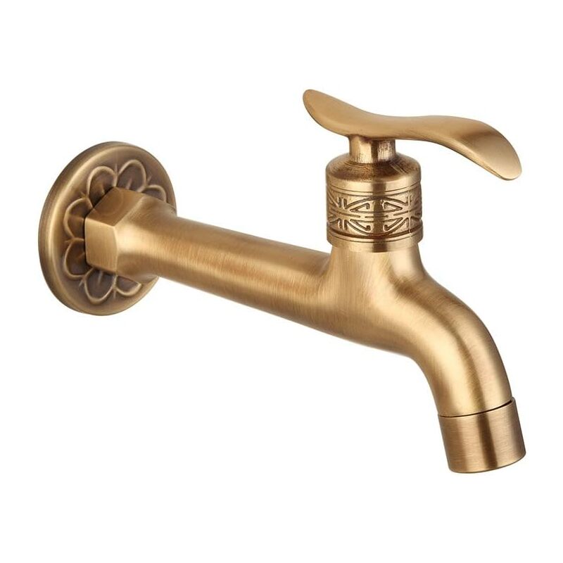 foto del prodotto bebusingoto rubinetto per lavanderia con maniglia singola in ottone anticato, rubinetto per lavatrice a parete per bagno, rubinetto singolo per