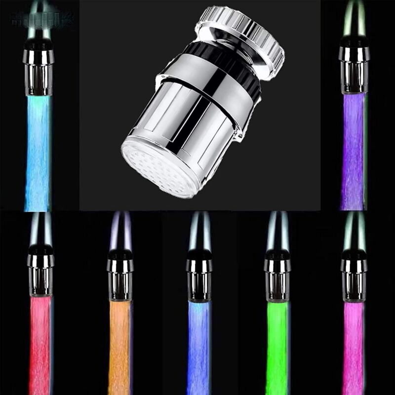 foto del prodotto bebusingoto rubinetto per lavello da cucina con led a 7 colori che cambia automaticamente, rotazione a 360 