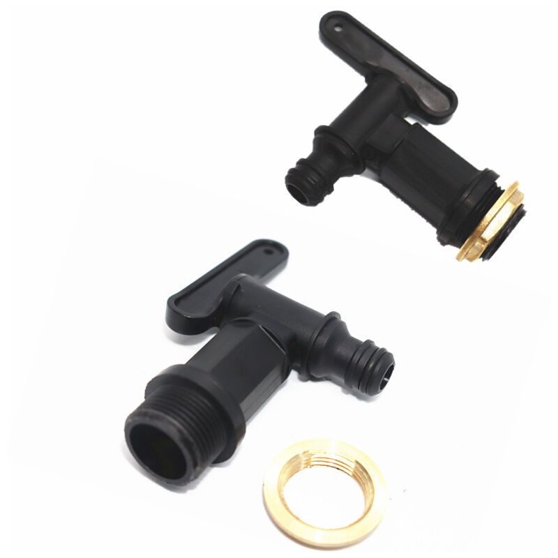 foto del prodotto bebusingoto rubinetto per serbatoio in plastica da 2 pezzi, rubinetto filettato maschio da 3 4 per collettore di acqua piovana, adattatore per