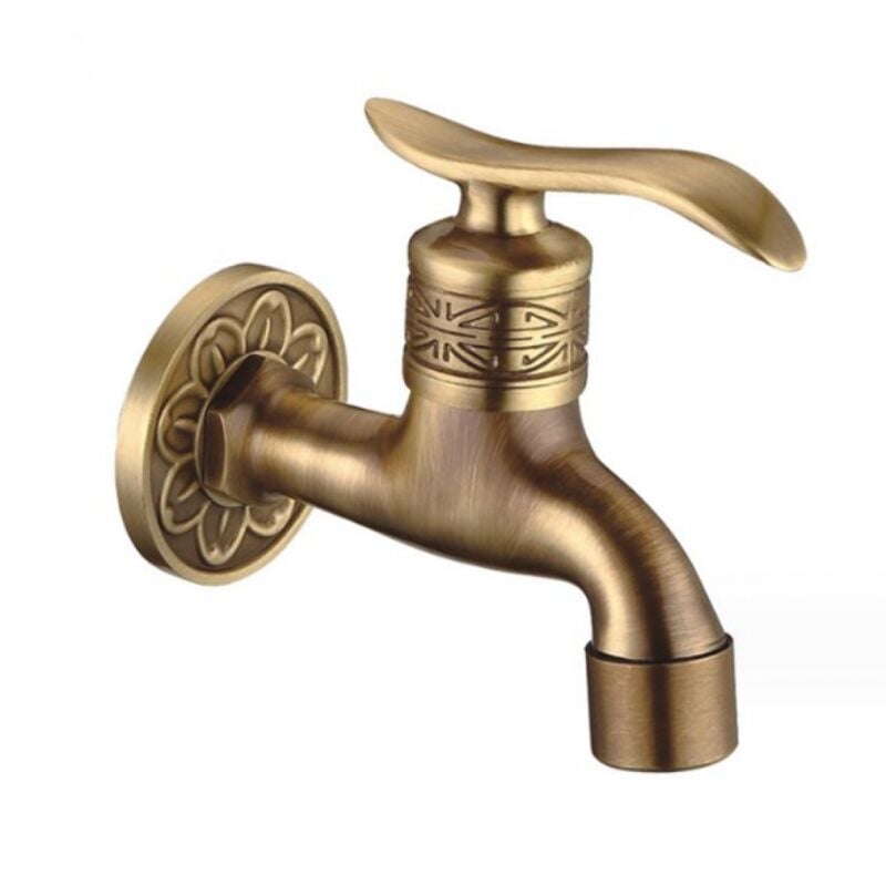 foto del prodotto bebusingoto rubinetto universale in ottone anticato, rubinetto per lavatrice a parete, rubinetto monotubo per bagno, giardino ed esterni.
