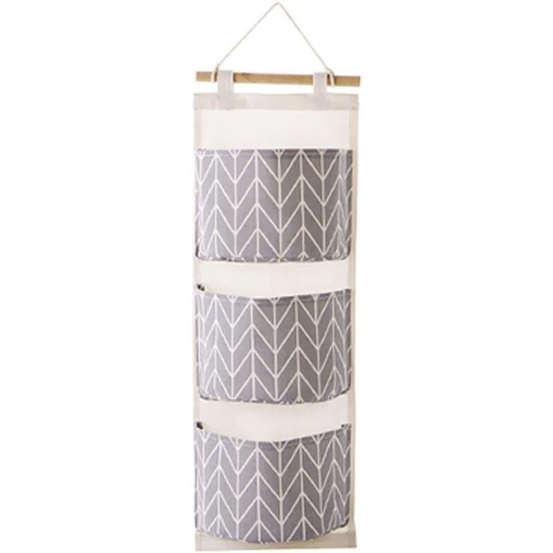 foto del prodotto bebusingoto sac de rangement mural suspendu 3 grilles, organisateur de jouets, conteneur de d coration, pochette de poche gris 