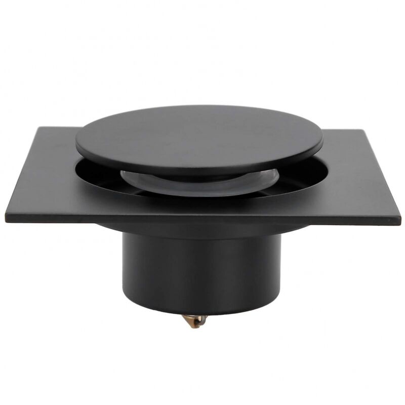 foto del prodotto bebusingoto scarico doccia, quadrato, in acciaio inox, antiodore, per cucina, bagno, garage, cantina, wc, 10 x 10 cm scarico a pavimento nero 