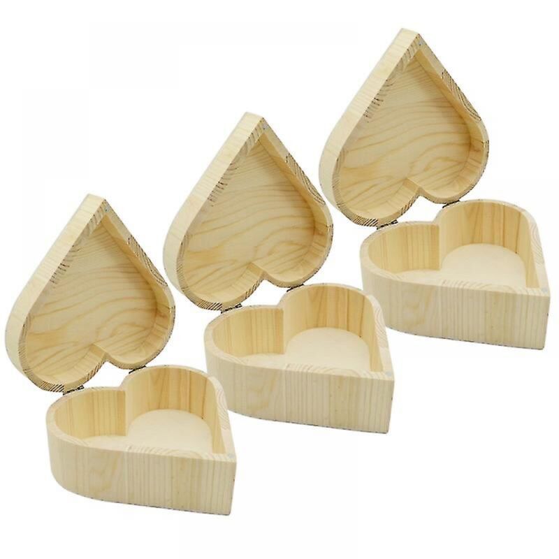 foto del prodotto bebusingoto scatola portaoggetti a forma di cuore, 3 pezzi, in legno, per gioielli, regalo di nozze, cosmetici, trucco, orecchini, anelli,