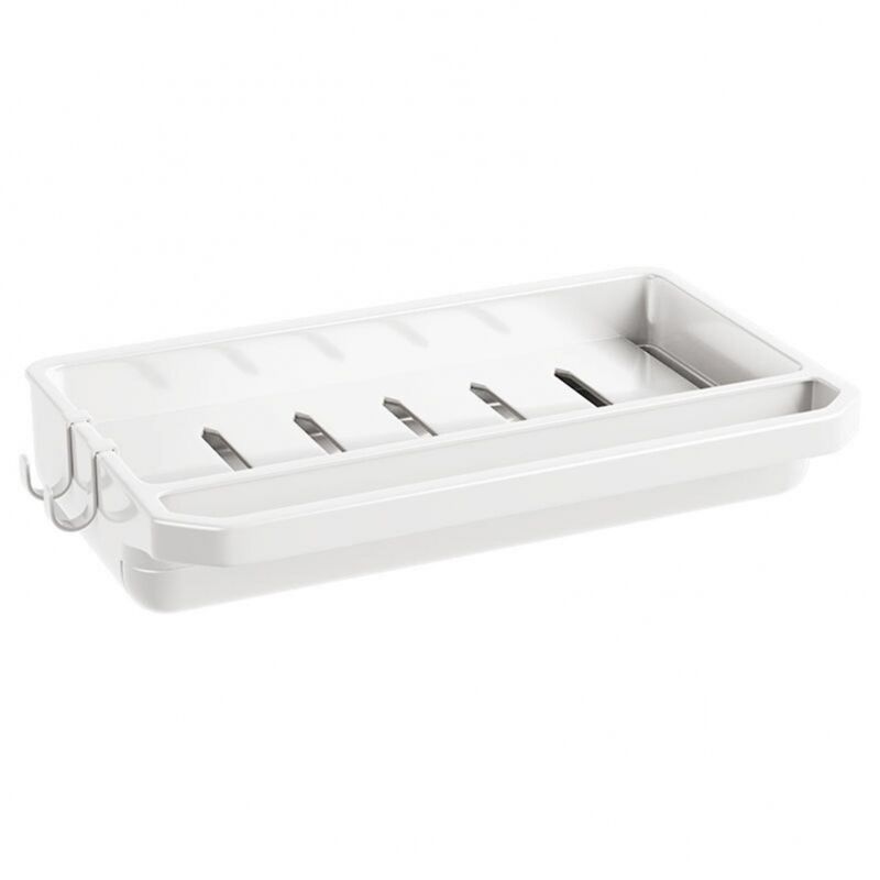 foto del prodotto bebusingoto scolapiatti da cucina bianco da parete con 2 ganci per panno e rubinetto per la pulizia