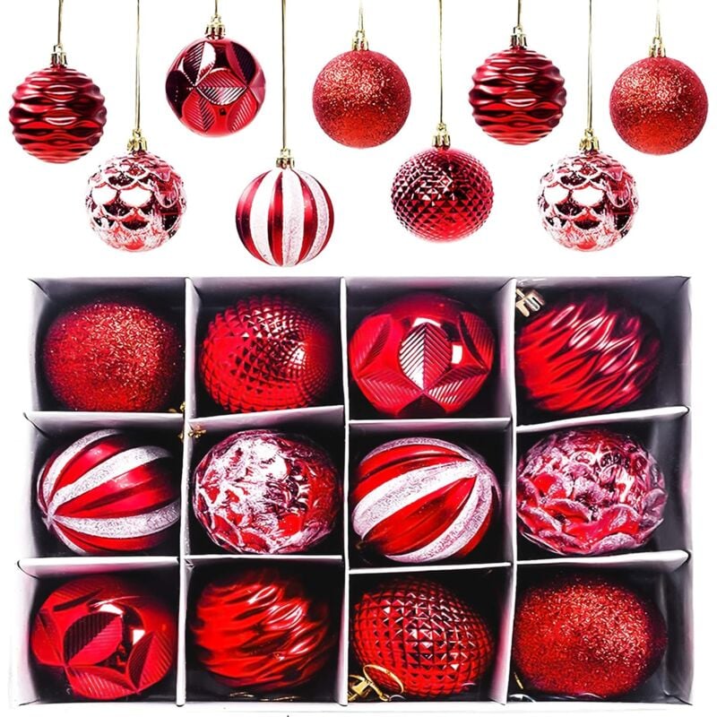 foto del prodotto bebusingoto set di 12 palline di natale rosse, decorazioni per l albero di natale opache e lucide, palline di natale lucide 6 cm