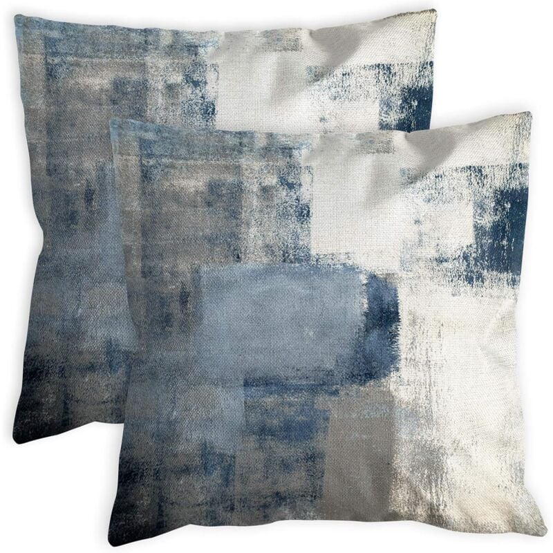 foto del prodotto bebusingoto set di 2 federe per cuscini decorativi grigio blu, 18 x 18 pollici, motivo astratto moderno, bianco, blu navy, per divano letto e