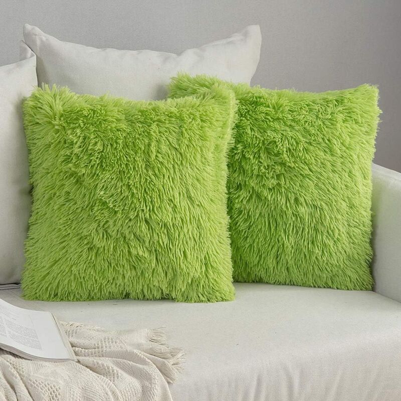 foto del prodotto bebusingoto set di 2 fodere per cuscini in pelliccia sintetica di lusso per tappezzeria, federa per cuscino di lusso in peluche per divano, camera