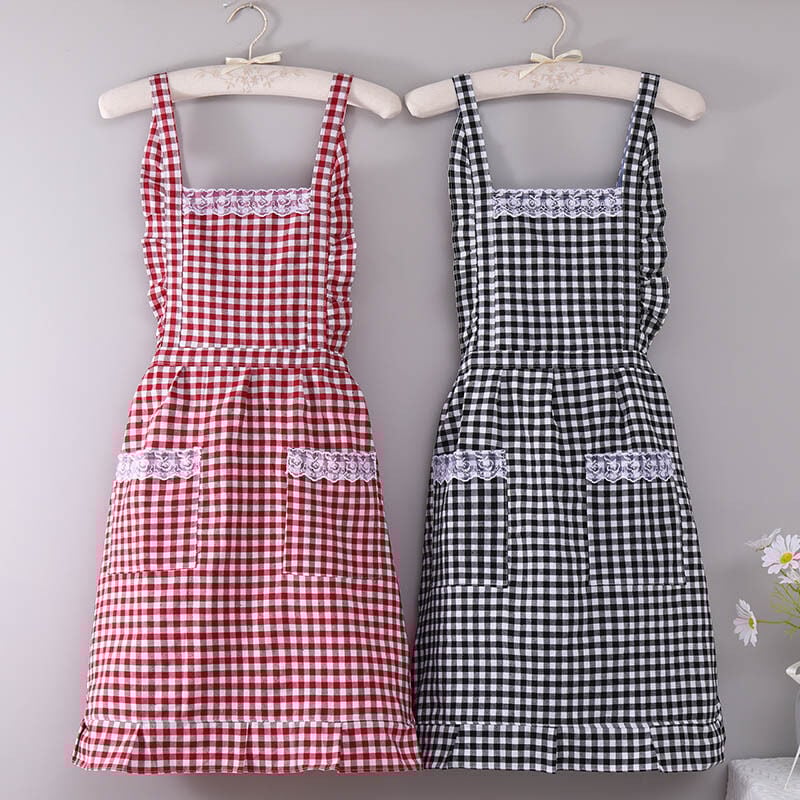 foto del prodotto bebusingoto set di 2 grembiuli da cucina per donna 77 cm x 70 cm, rosso, nero 