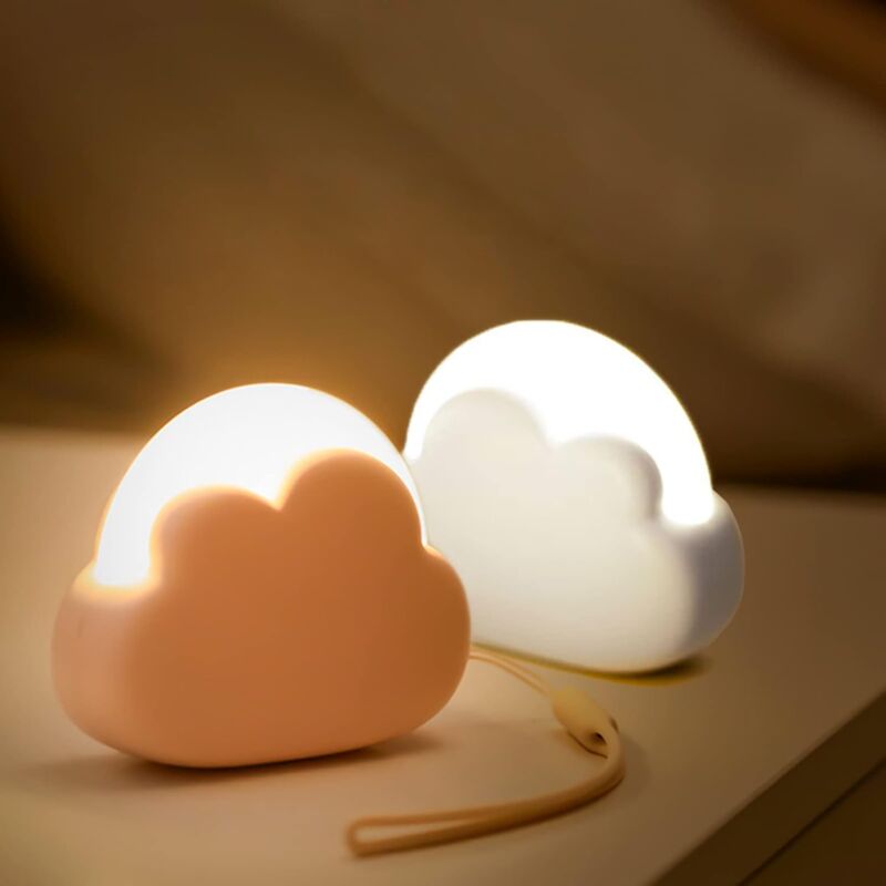 foto del prodotto bebusingoto set di 2 luci notturne a led ricaricabili a forma di nuvola per neonati, adulti, camere da letto, con 4 dimmer, ideali per