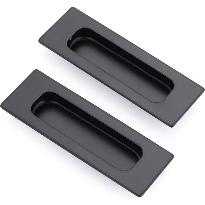 foto del prodotto bebusingoto set di 2 maniglie rettangolari ad incasso per porte scorrevoli 12 x 4 x 1,2 cm in acciaio inox nero opaco