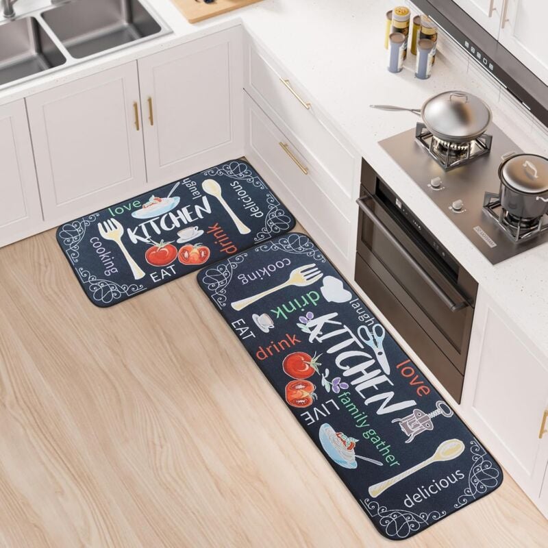 foto del prodotto bebusingoto set di 2 tappeti da cucina 40 x 60 40 x 120 cm , tappetini da cucina assorbenti e resistenti all olio per corridoio, sala da pranzo,