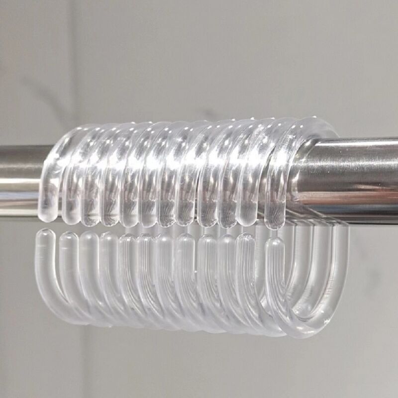 foto del prodotto bebusingoto set di 24 anelli per tende da doccia in plastica per aste per tende da bagno, adatti alla maggior parte delle tende da doccia.