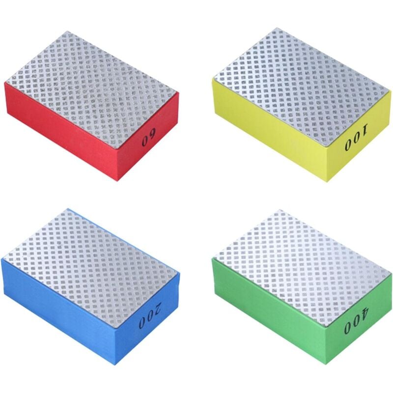 foto del prodotto bebusingoto set di 4 blocchi diamantati per levigatura manuale di piastrelle in ceramica e vetro lato argento, dimensioni 60, 100, 200, 400 
