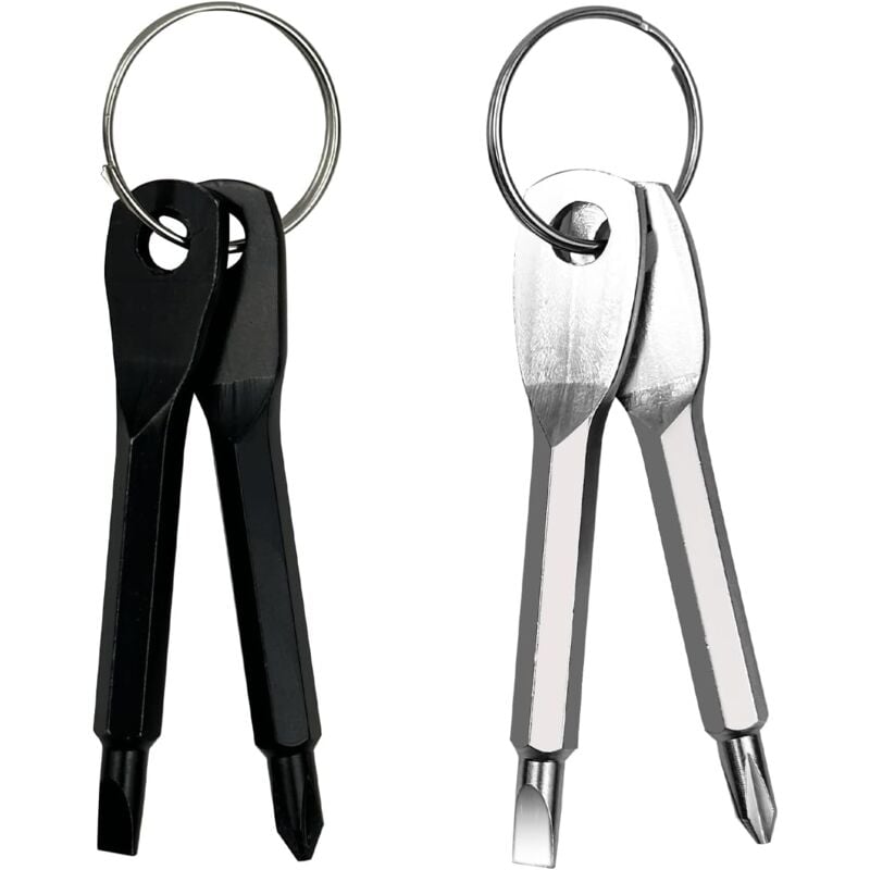 foto del prodotto bebusingoto set di 4 cacciaviti edc piccoli mini cacciavite a croce con portachiavi regalo per uomo nero e argento
