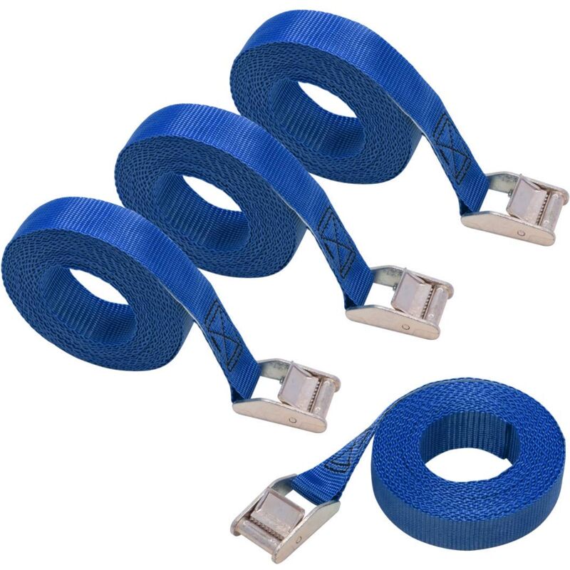 foto del prodotto bebusingoto set di 4 cinghie di ancoraggio, lunghezza 3 m, larghezza 25 mm, capacit di ancoraggio 150 kg, secondo din en 12195 2 blu