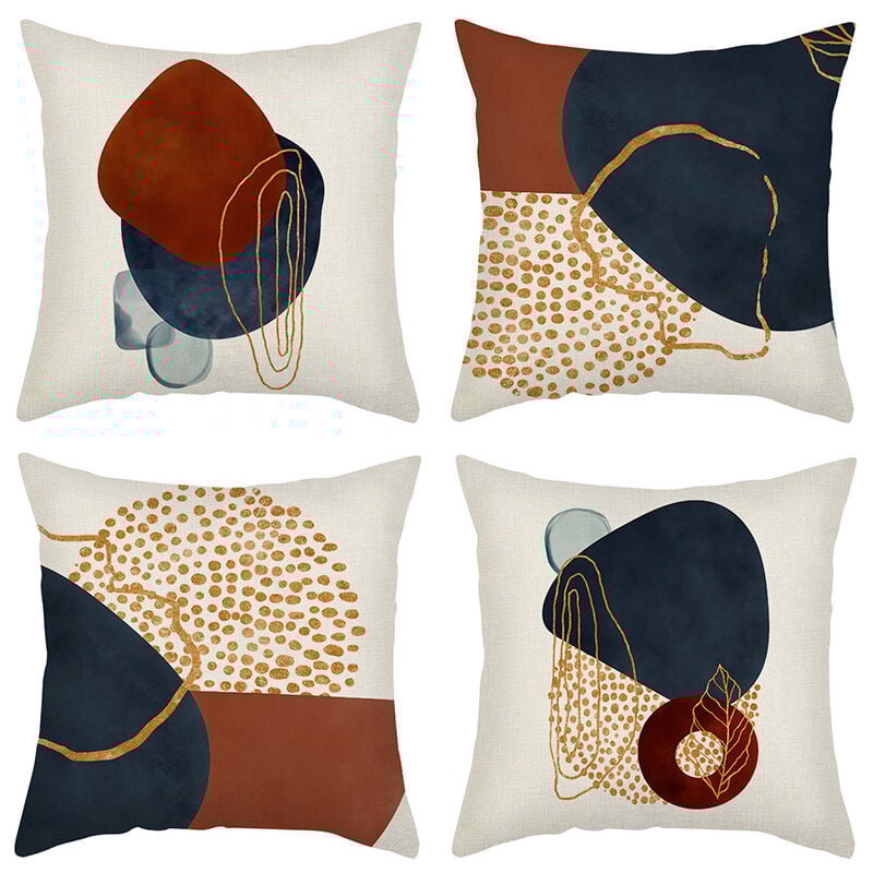 foto del prodotto bebusingoto set di 4 fodere per cuscini 45x45 cm, federa decorativa per divano con motivo astratto per divano, soggiorno, camera da letto
