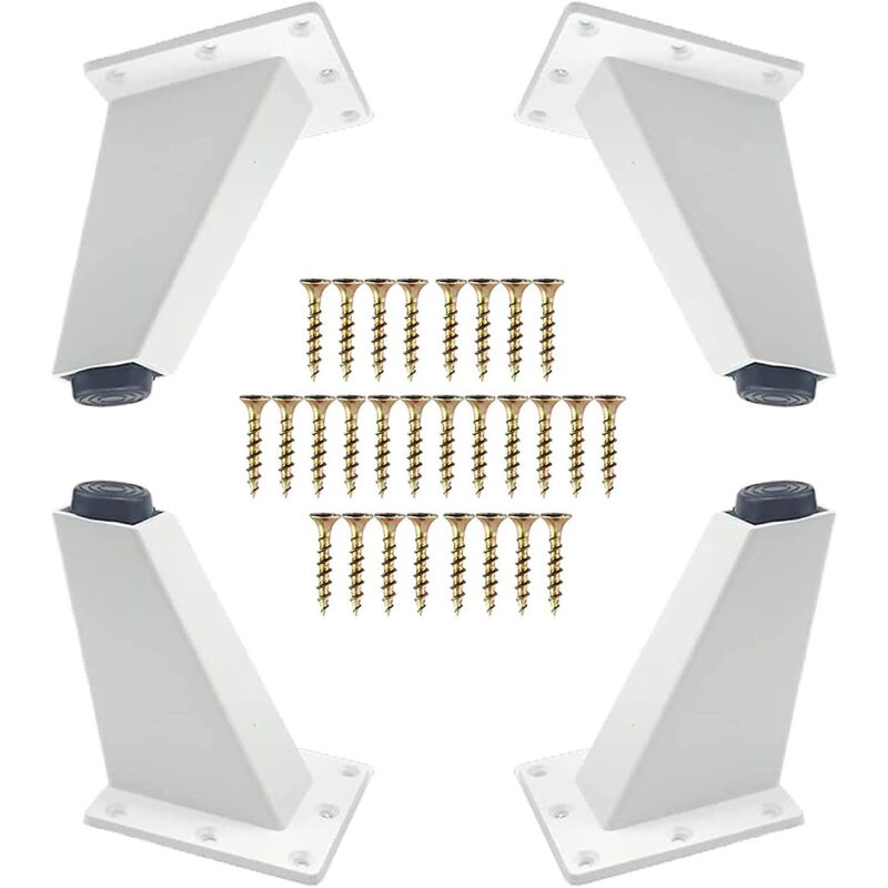 foto del prodotto bebusingoto set di 4 gambe per mobili, gambe di ricambio inclinate in alluminio per divani, viti di montaggio incluse, bianche, 80 mm