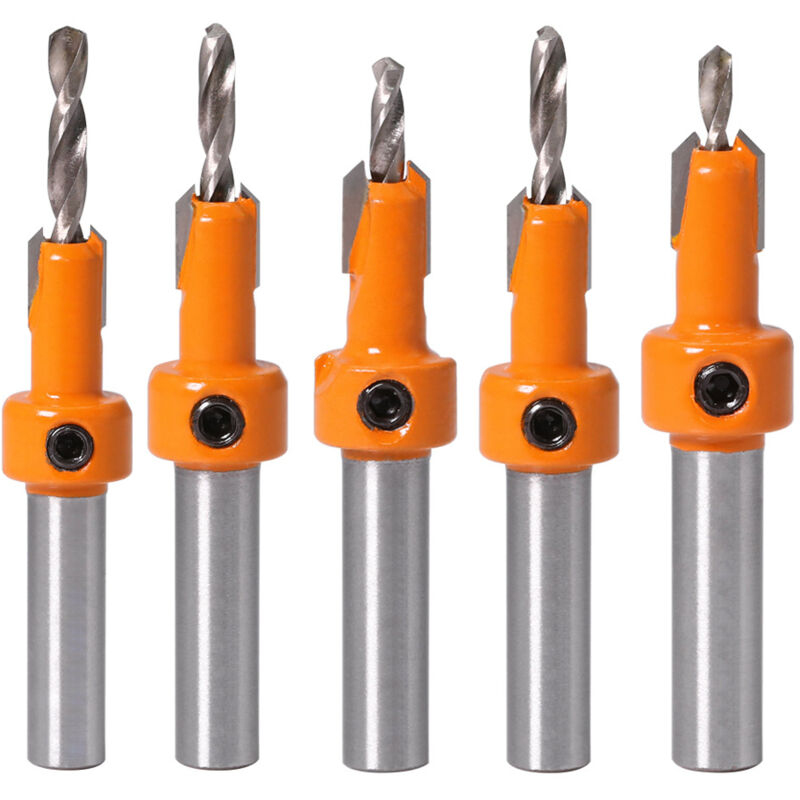 foto del prodotto bebusingoto set di 5 punte per trapano a testa svasata hss 2,8 3 3,2 3,5 4 mm , punta per trapano a gradini per l installazione di viti