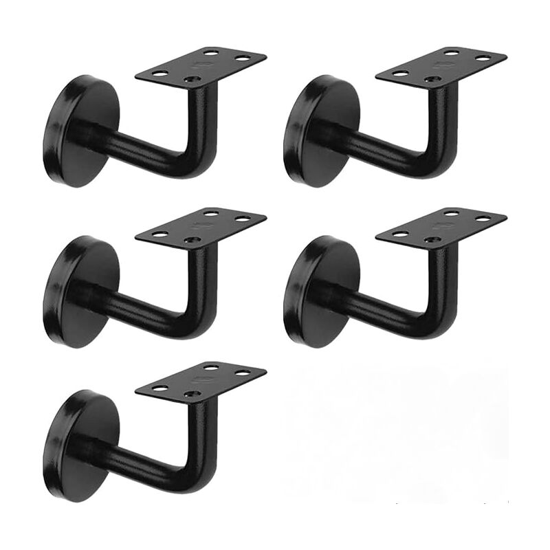 foto del prodotto bebusingoto set di 5 staffe per corrimano per scale nere, staffe per ringhiere per scale in acciaio inossidabile, 60x80 mm, per ringhiere per scale,