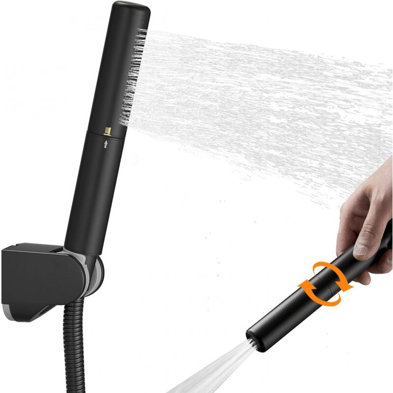 foto del prodotto bebusingoto set doccia 2 in 1 in ottone nero, soffione doccia ad alta pressione da 7 pollici, doccetta ad alta portata con tubo flessibile da 59