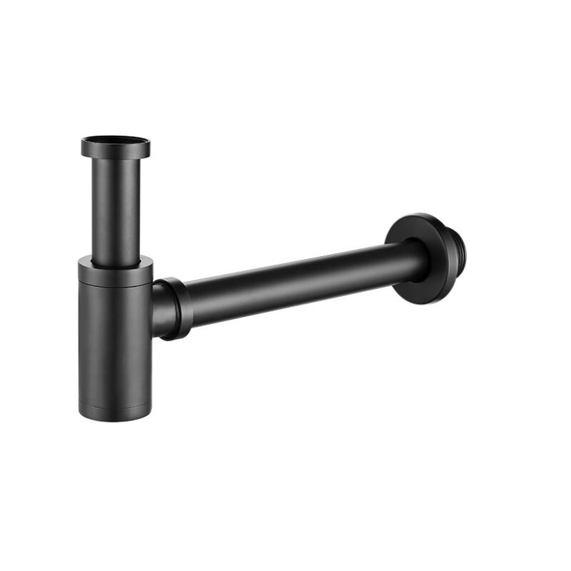 foto del prodotto bebusingoto sifone standard nero opaco, separatore di scarico a parete in rame.