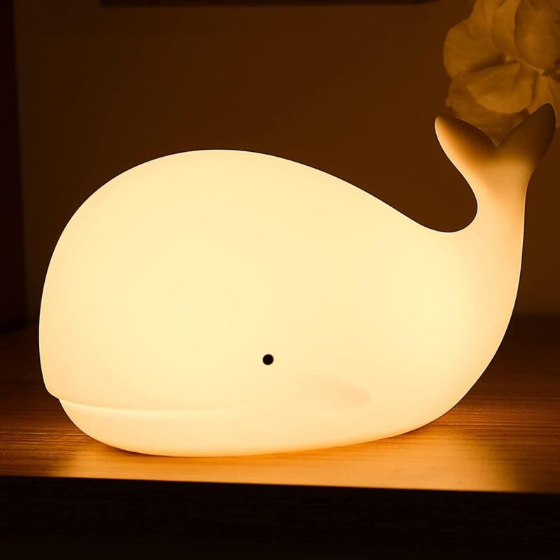 immagine 0 del prodotto bebusingoto simpatica luce notturna a forma di balena, lampada per bambini, luce a forma di balena con 7 colori cangianti, luce notturna a batteria